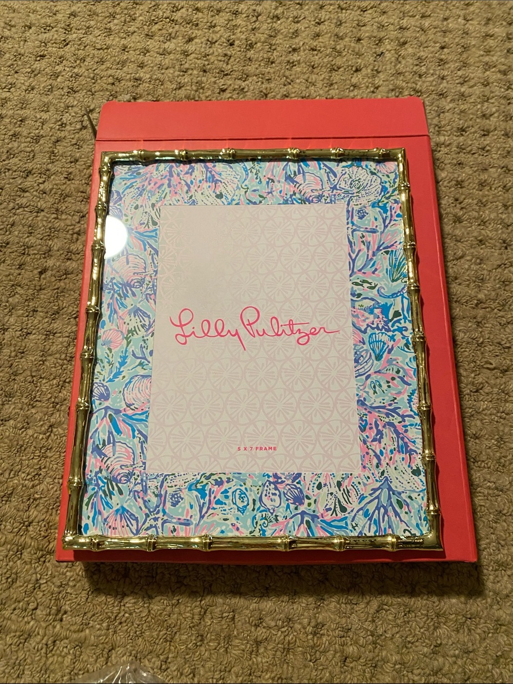 Lilly Pulitzer Gold Frame with Pink, Blue & Green Pattern BNWT